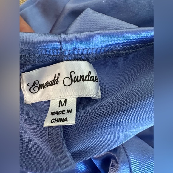 Emerald Sundae Satin Mini Dress in Blue (Macys) - Picture 11 of 12